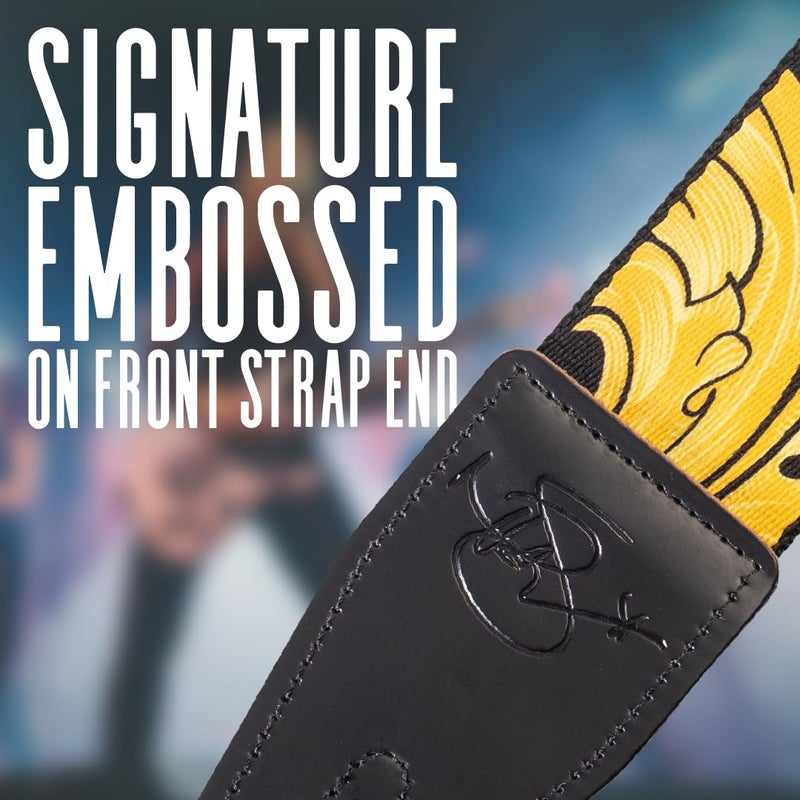 Levy's Leathers Nita Strauss Signature Series 2" Polyester Guitar Strap; Black and Gold Baroque Design (MNSP2-001) - Image 4
